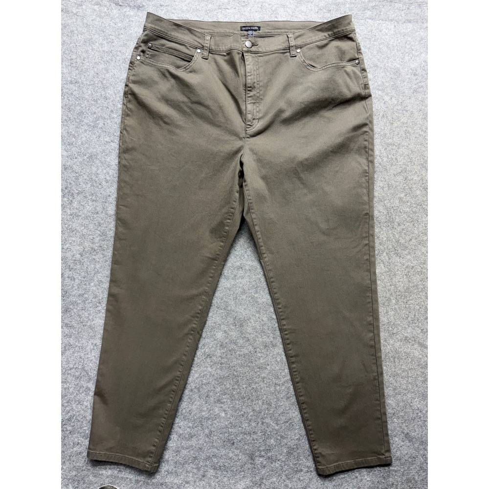Eileen Fisher High Waist Slim Full Length Jeans Olive Green 1X Organic Cotton